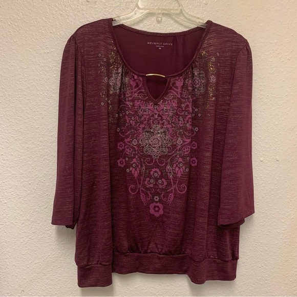 Beberly Drive Tops - Beverly Drive 3x women’s Purple blouse Plus Size, Shining